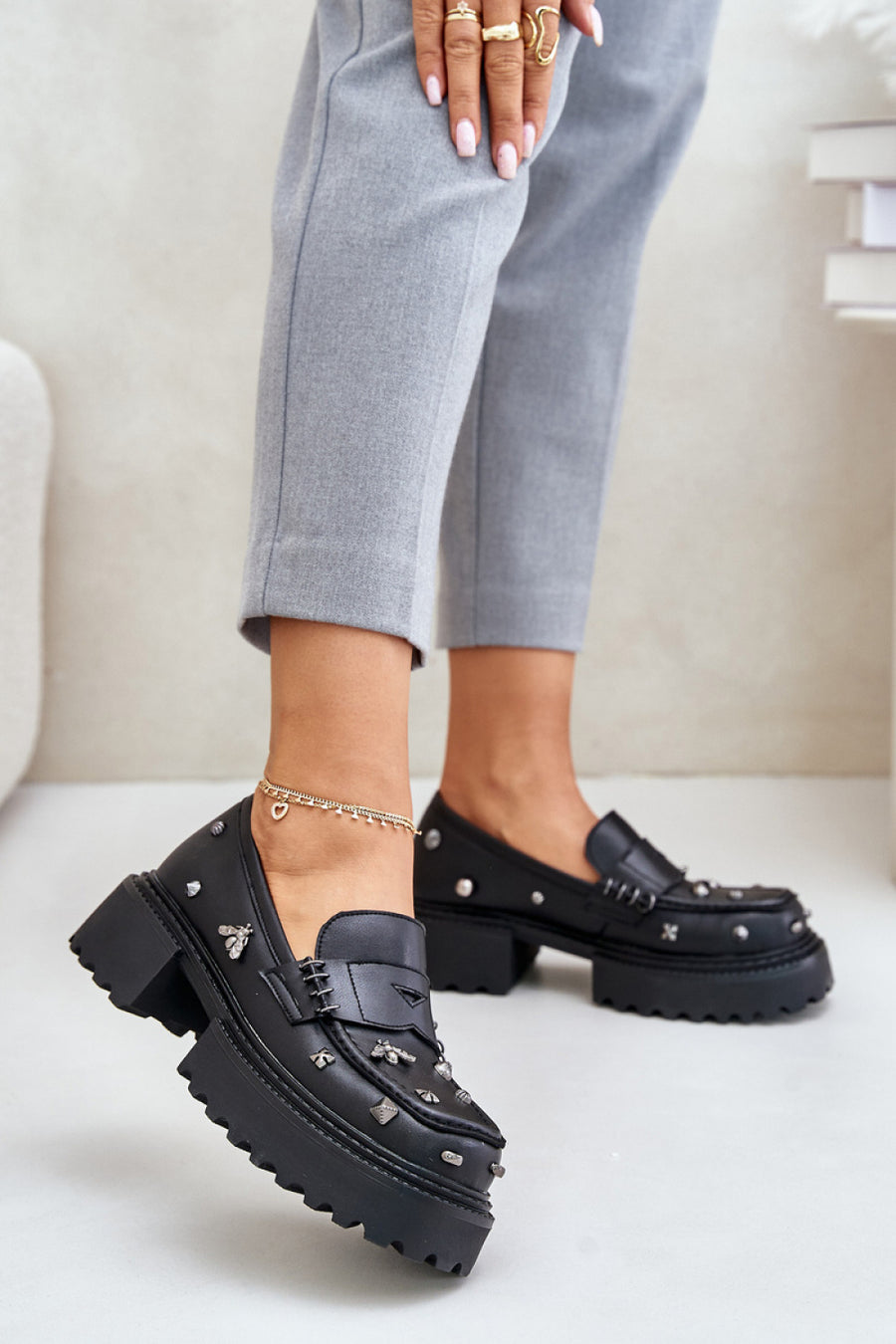 Step In Style Black Leather Platform Shoes