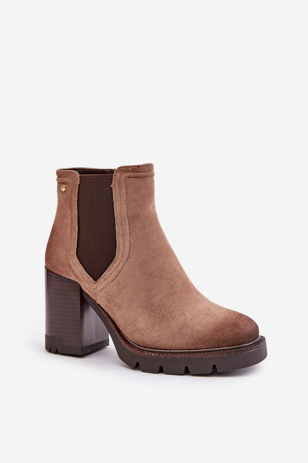 Step In Style Vinceza Beige Faux Suede Block Heel Heeled Ankle Boots - view 2