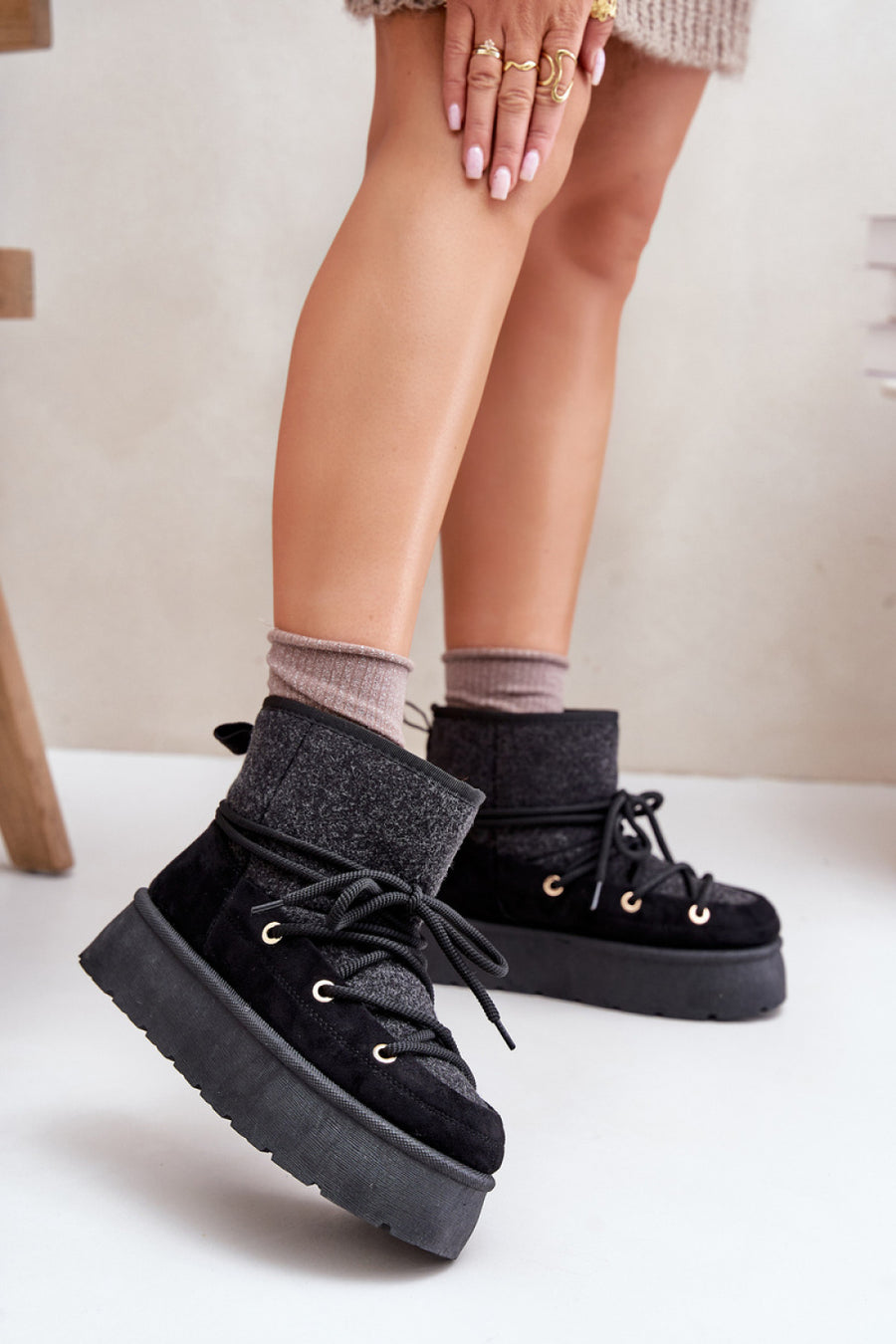 Step In Style Mavora Black Platform Warm Lined Snow Boots