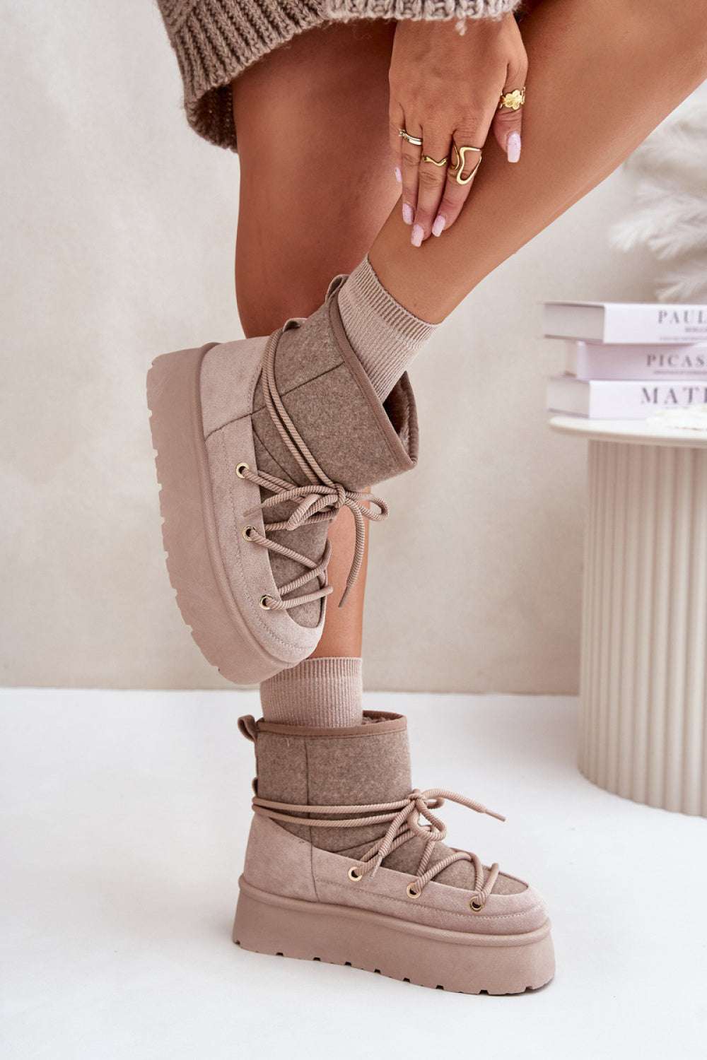 Step In Style Mavora Beige Platform Warm Lined Snow Boots - view 3