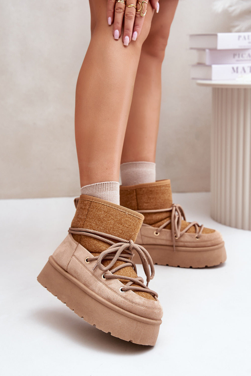 Step In Style Mavora Brown Platform Warm Lined Snow Boots