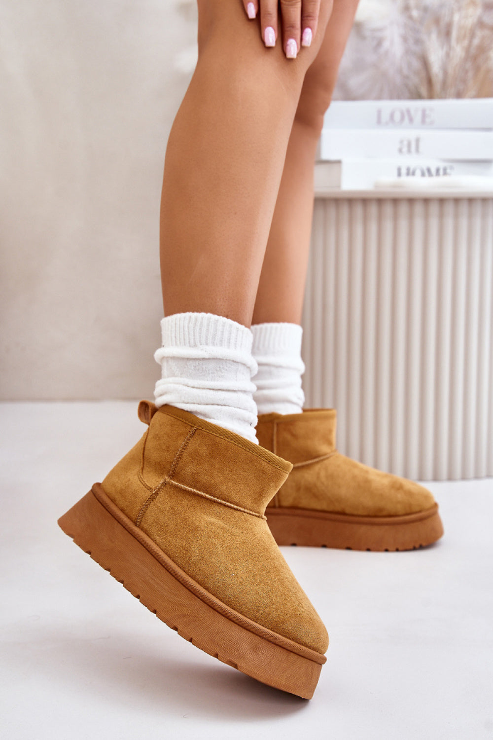 Step In Style Saldren Camel Faux Suede Platform Snow Boots