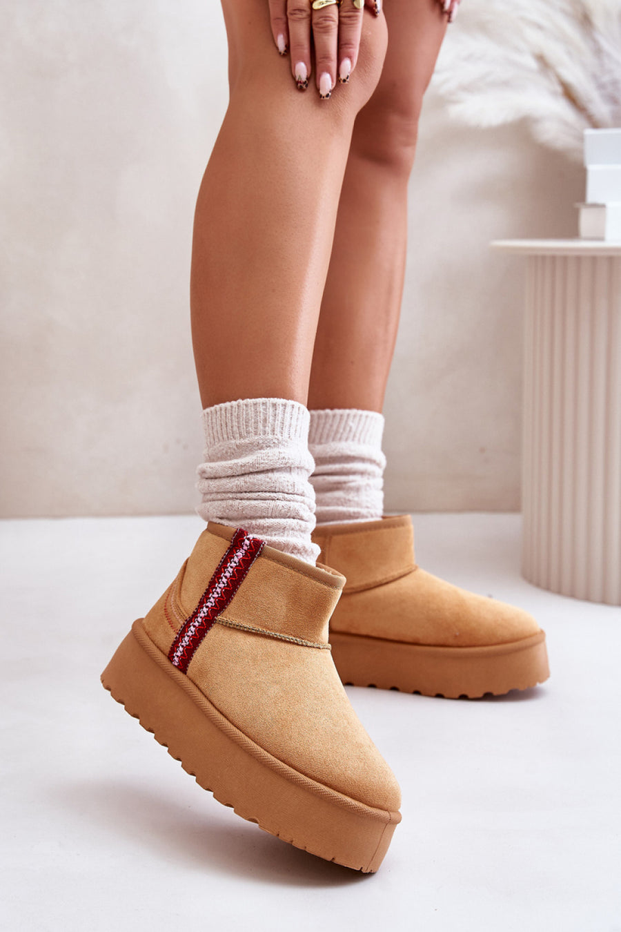 Step In Style Lomessa Camel Faux Suede Platform Snow Boots