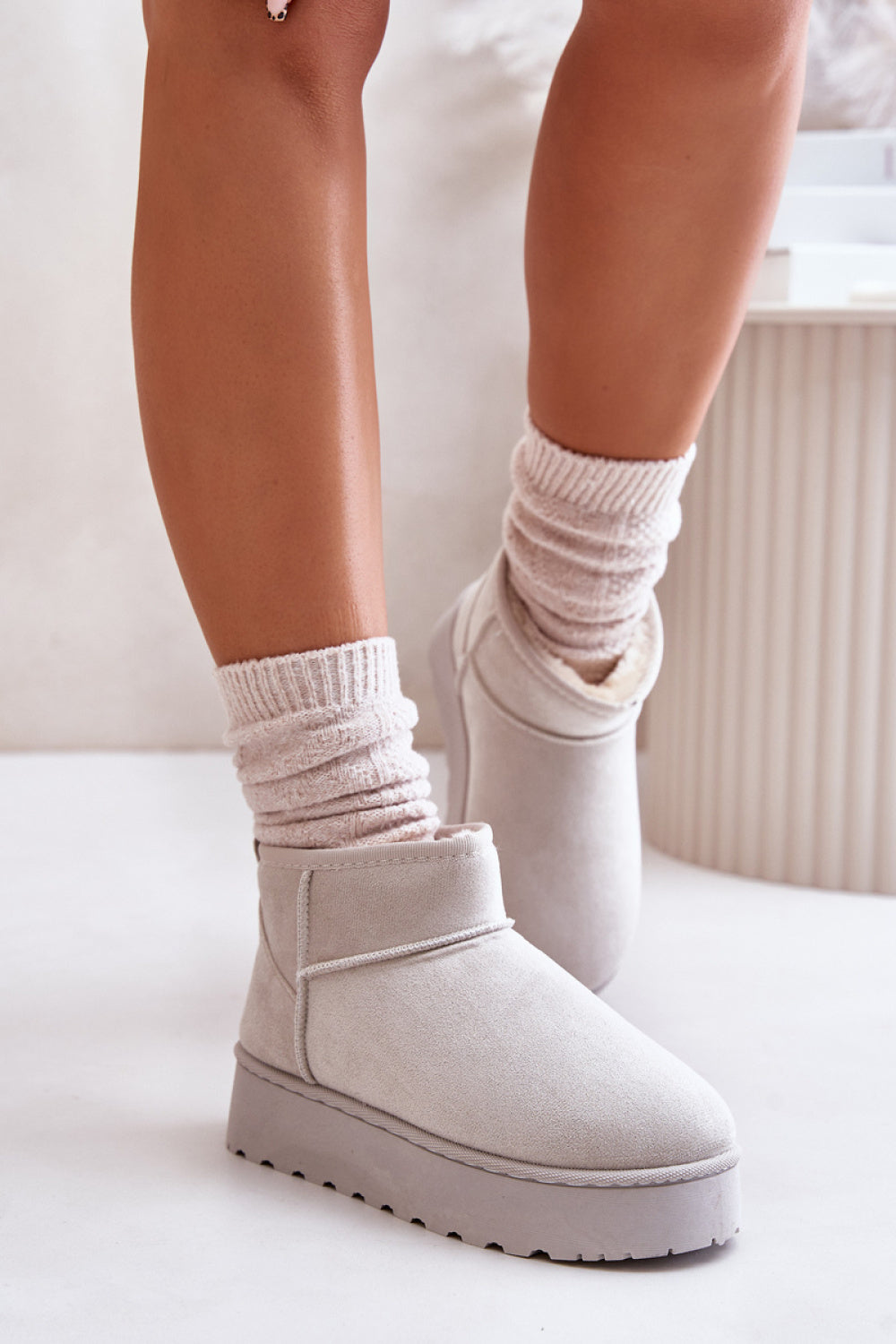 Step In Style Xamella Light Grey Faux Suede Platform Snow Boots - view 3