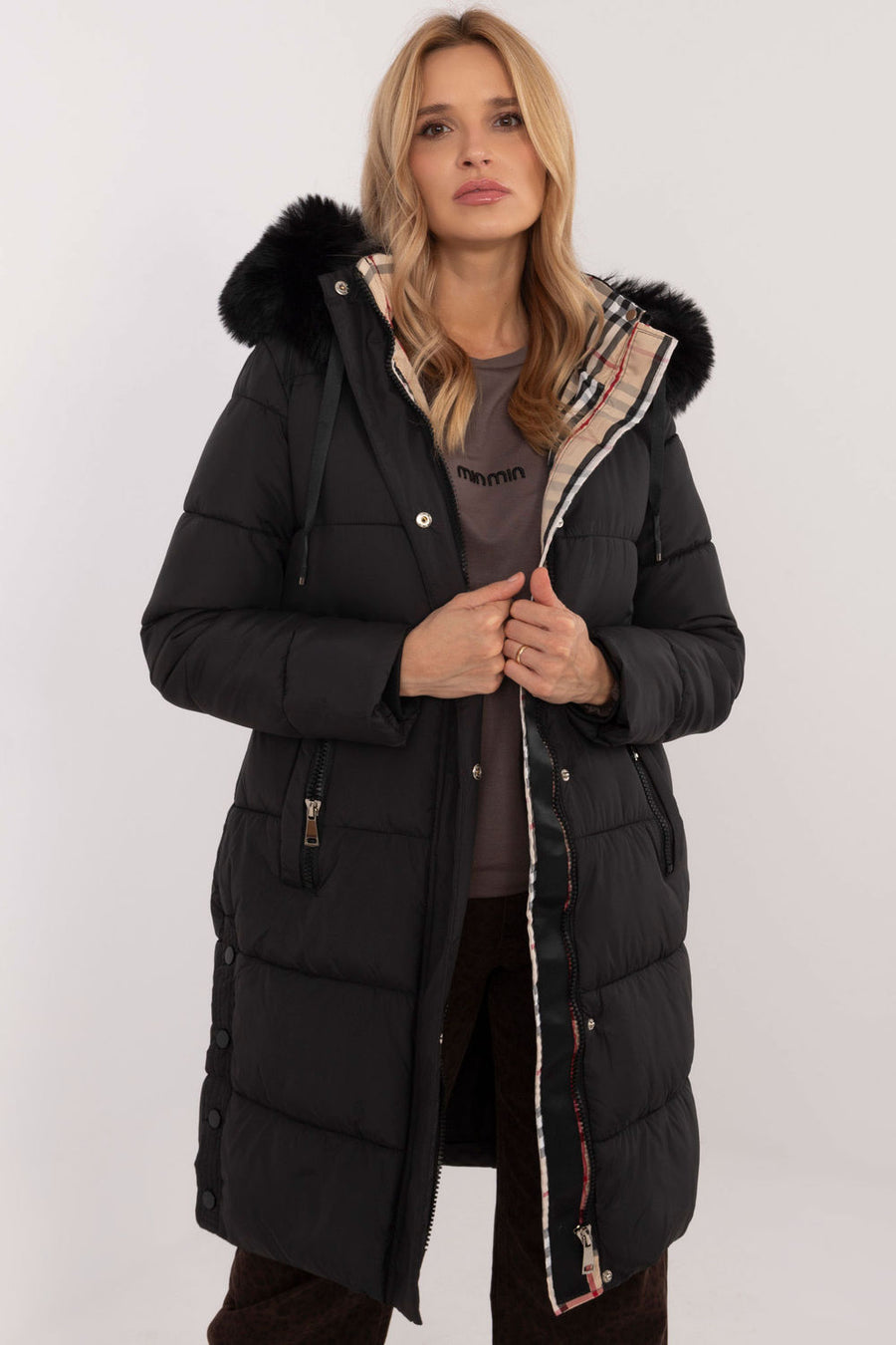 Factory Price Black Polyester Hooded Zip Up Jacket with Lining