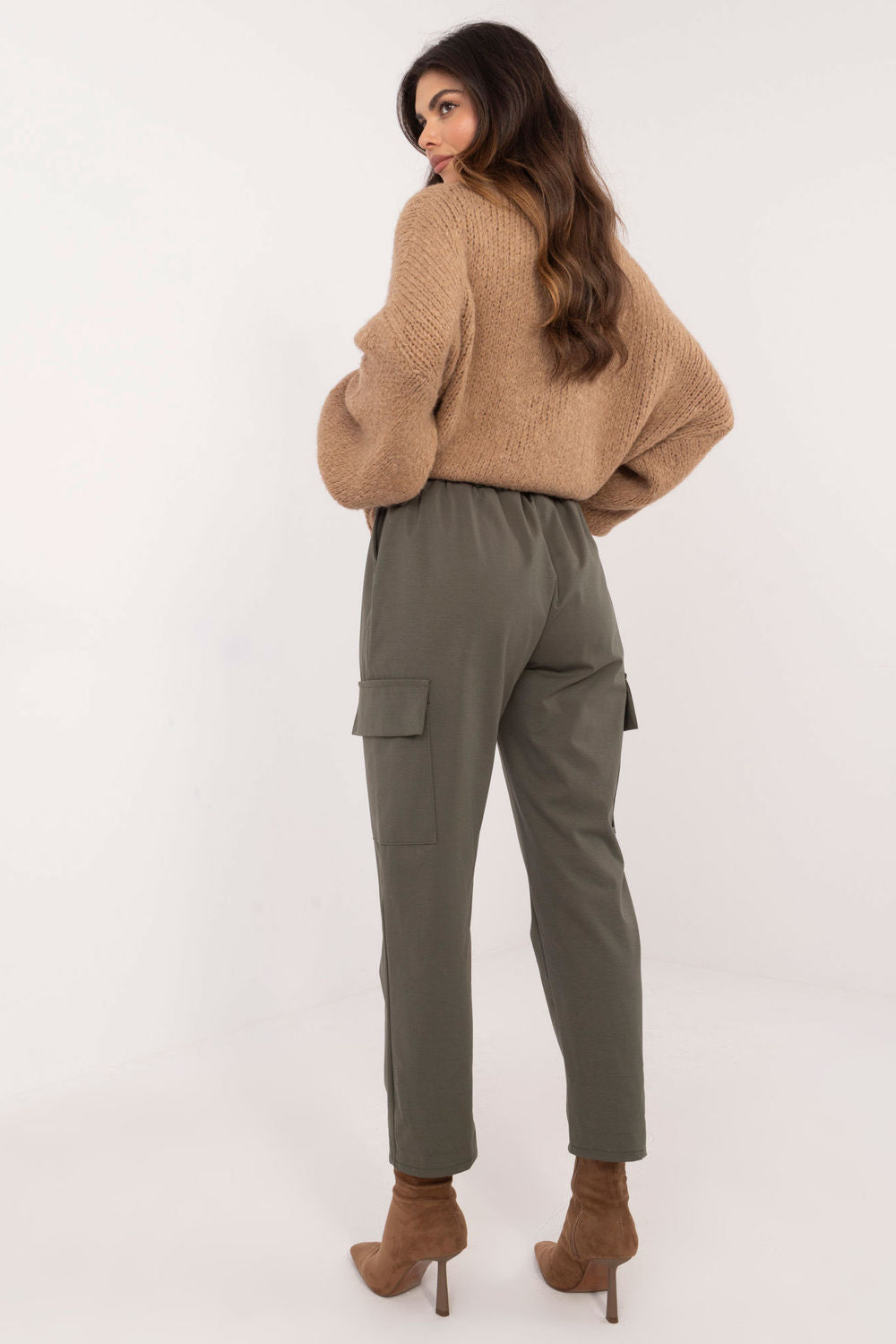 Och Bella Khaki Cargo Cotton Trousers - view 3