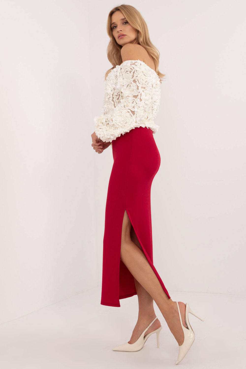 Italy Moda Red Midi Skirt - view 2