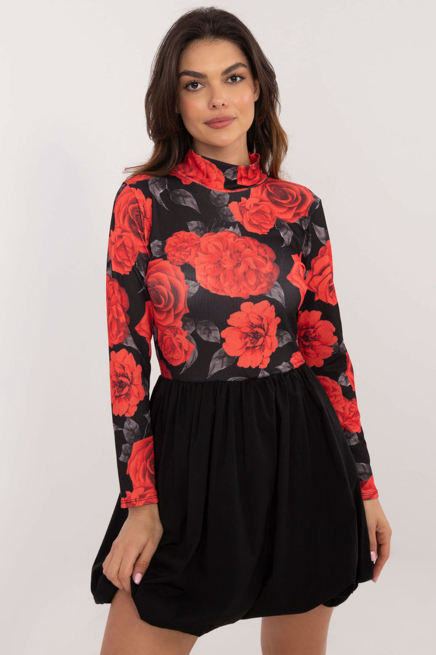 Italy Moda Red Floral Flared Dress