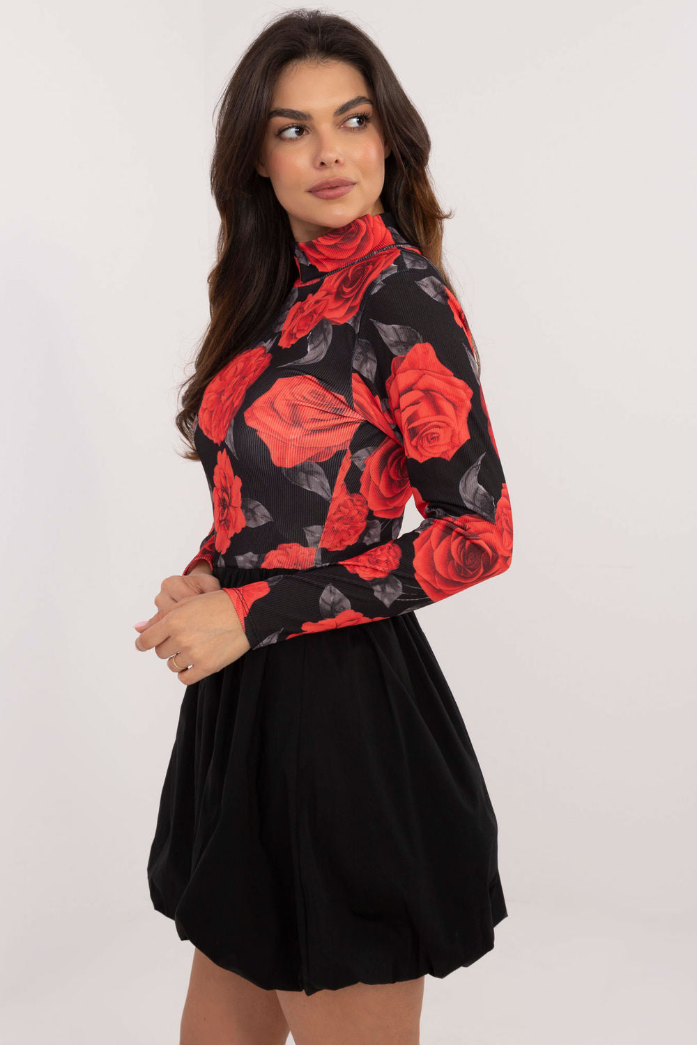 Italy Moda Red Floral Flared Dress - view 2