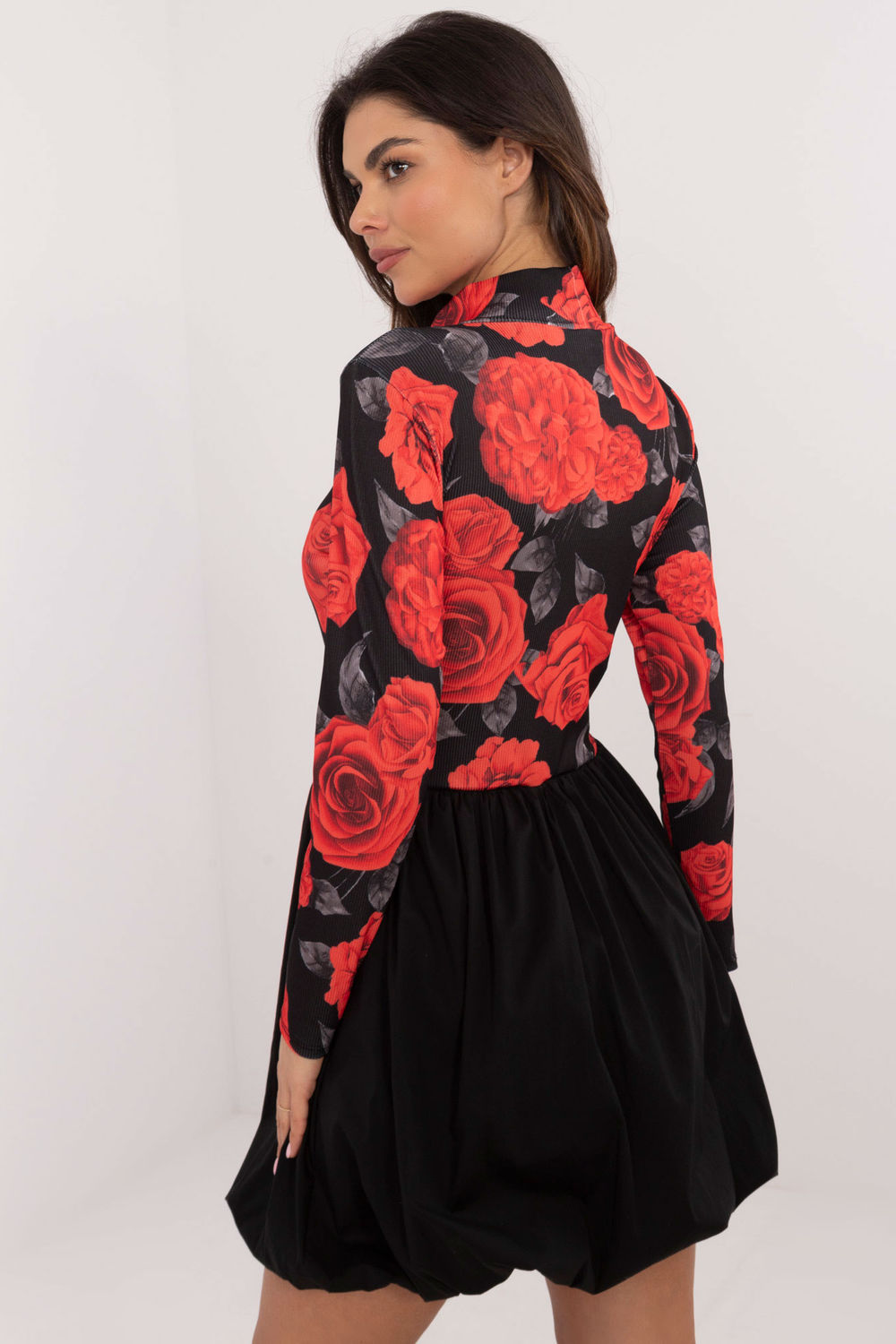 Italy Moda Red Floral Flared Dress - view 3