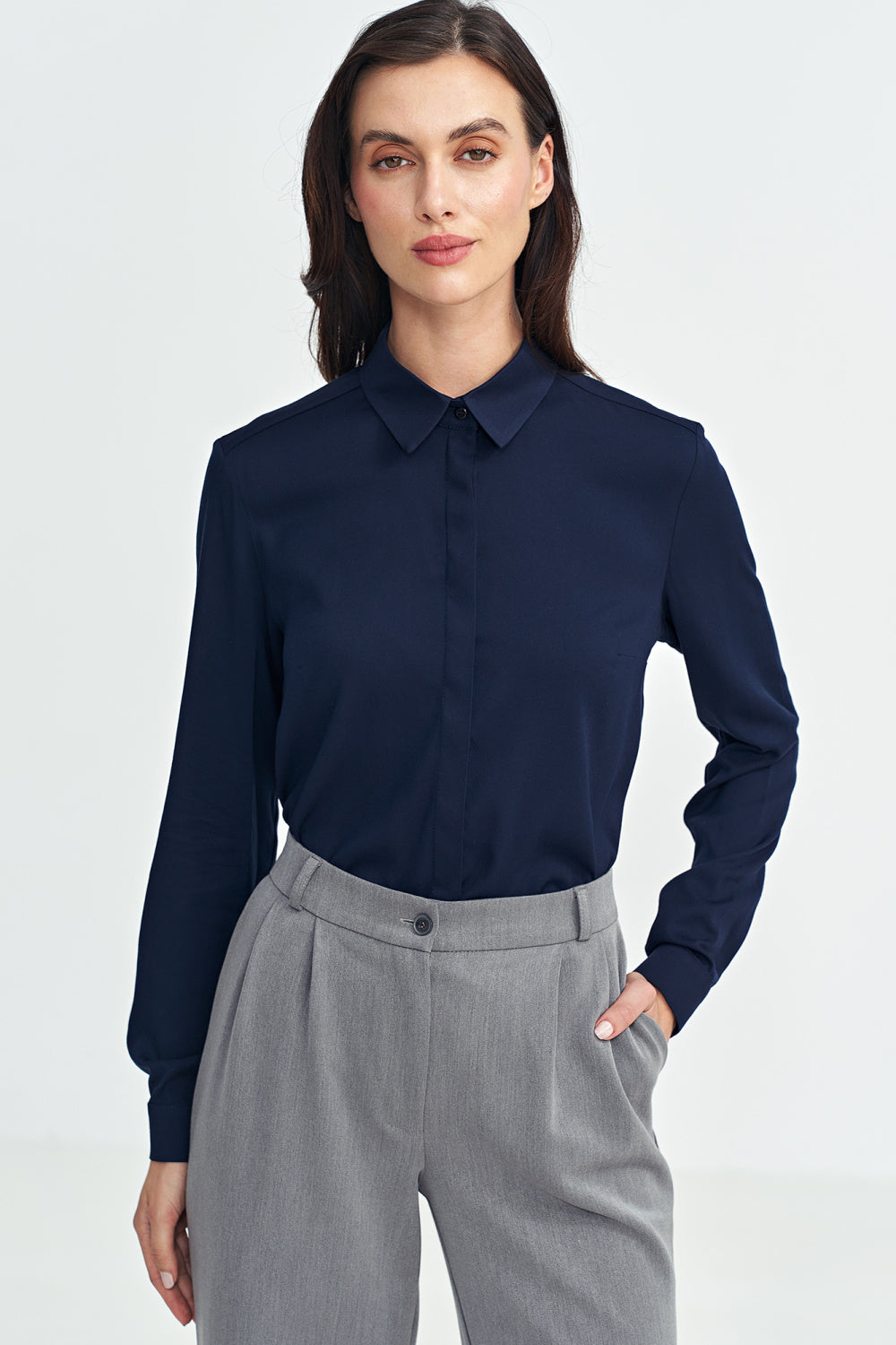 Nife Navy Long Sleeve Top - view 4