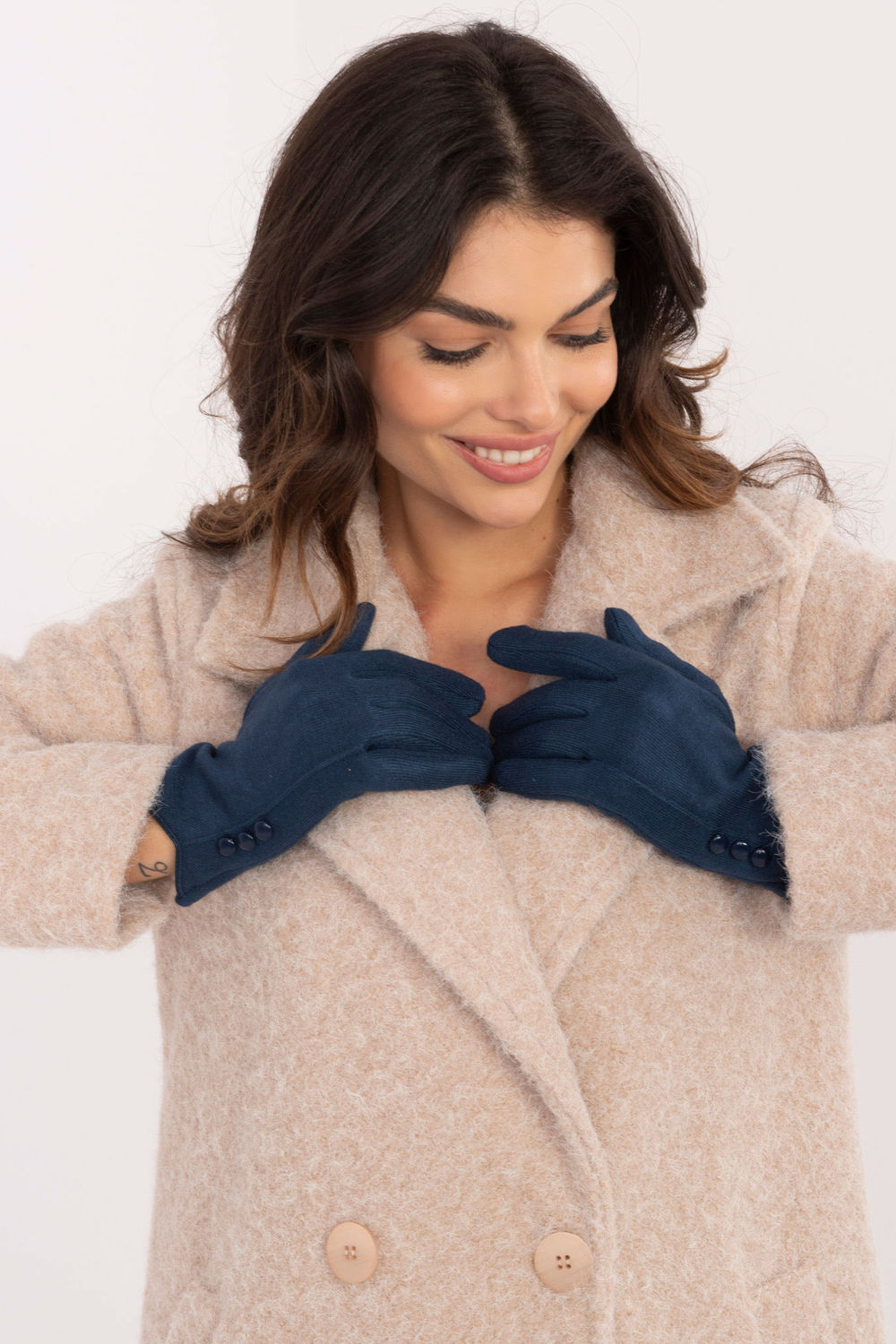 AT Teal Cotton Gloves with Buttons - view 2