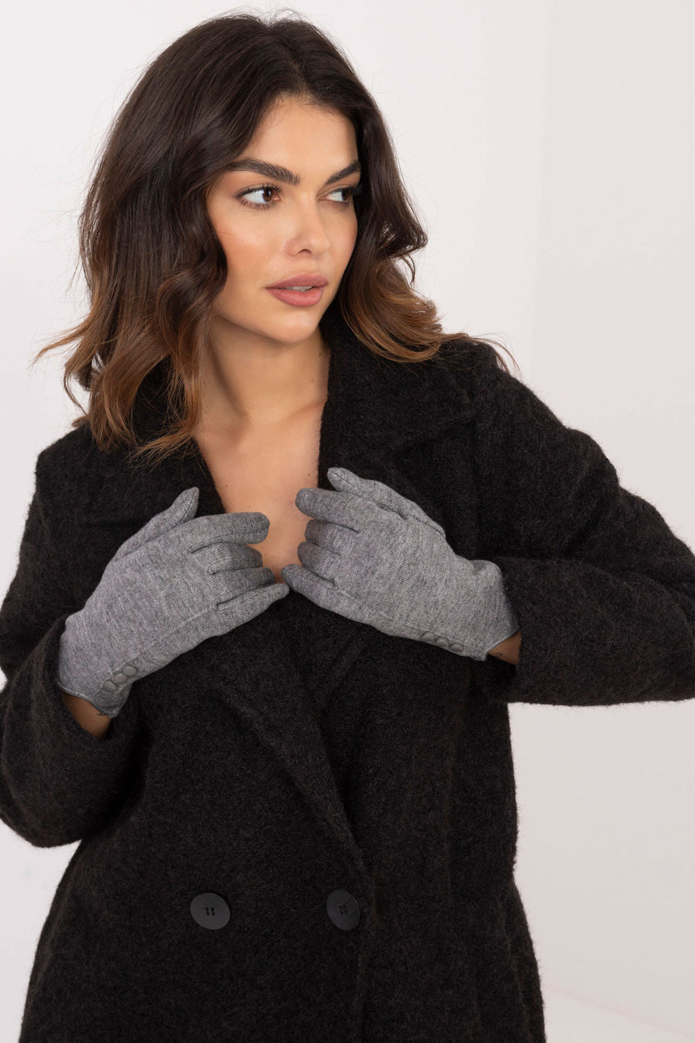 AT Grey Gloves with Buttons