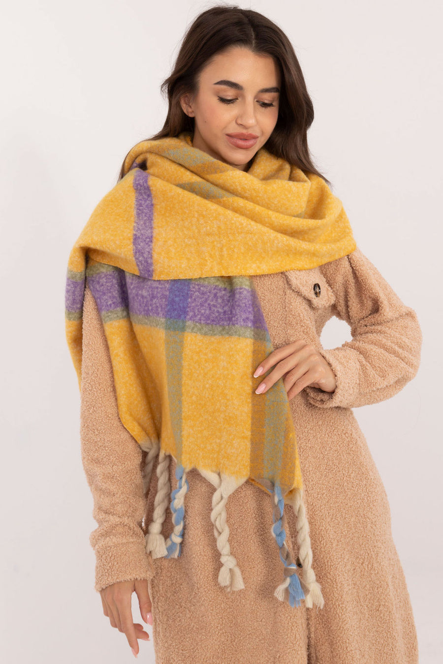 AT Dark Yellow Polyester Shawl