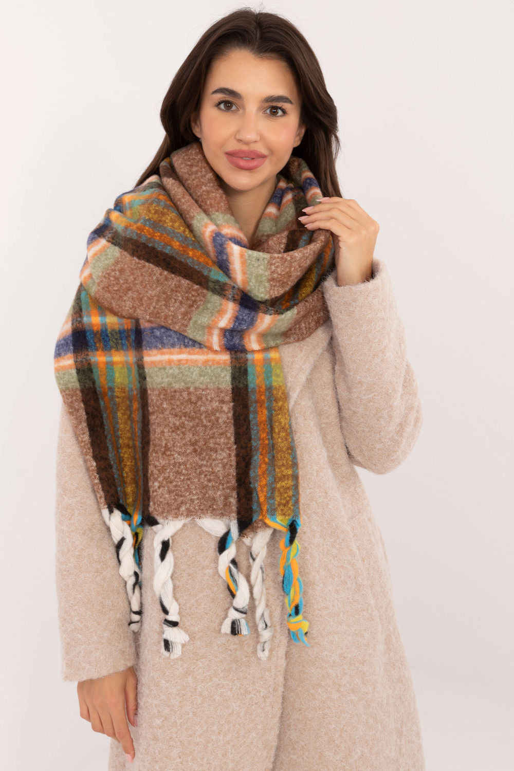 AT Brown Polyester Shawl