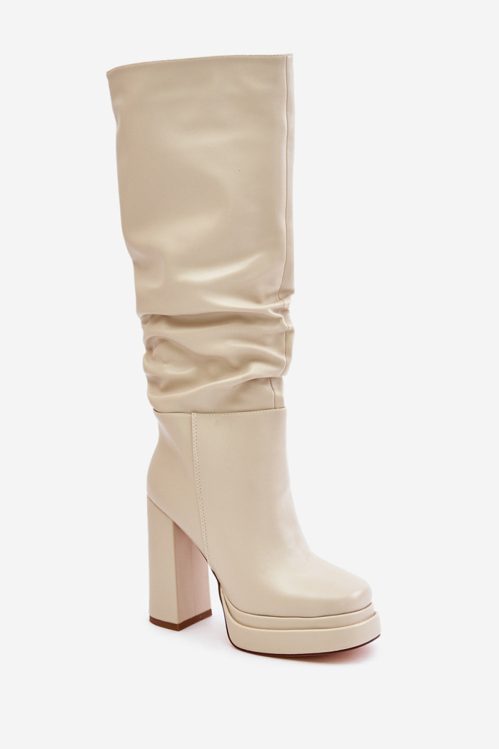 Step In Style Beridra Light Beige Faux Leather Heeled Ankle Boots - view 2