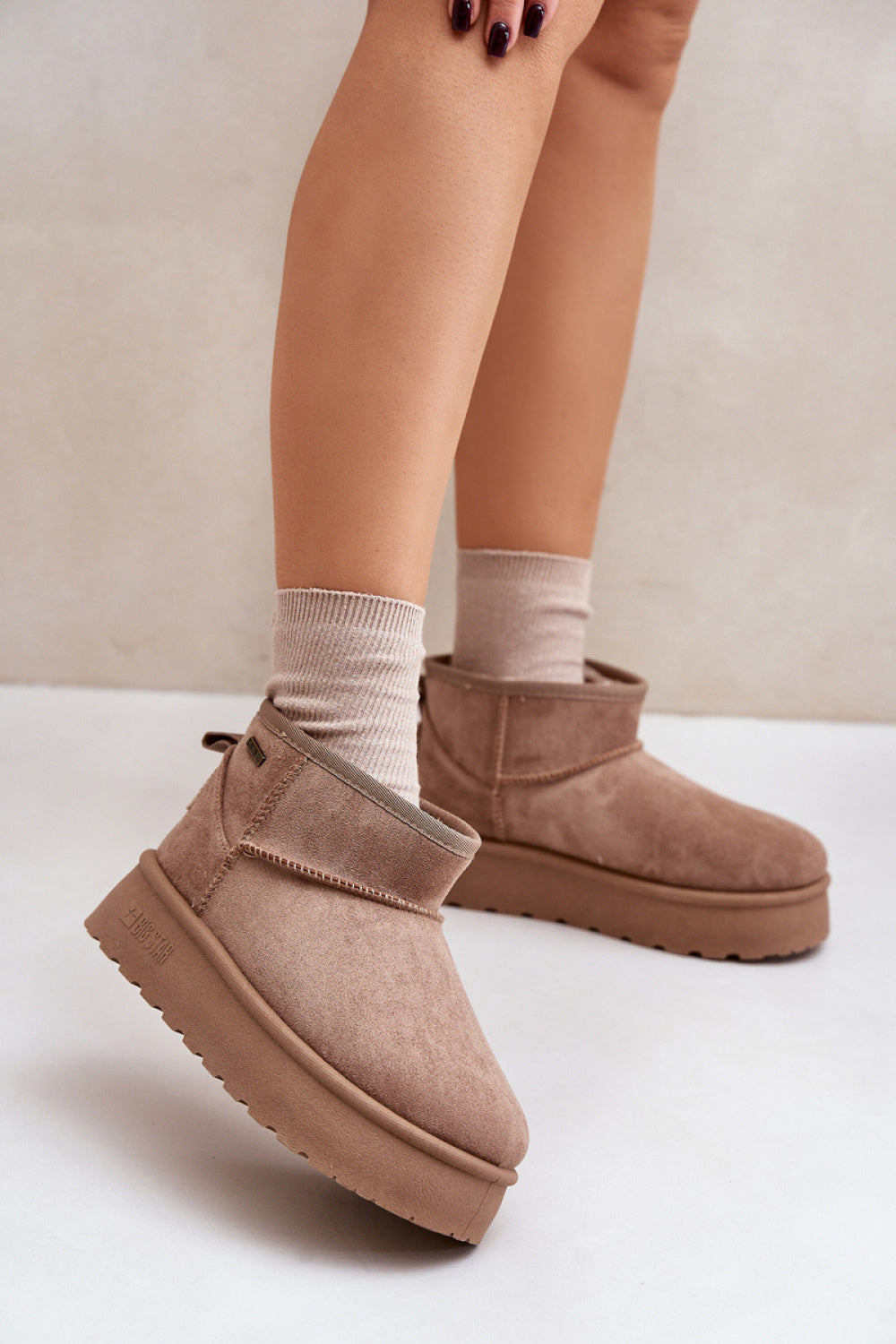 Step In Style Beige Platform Warm Lined Snow Boots