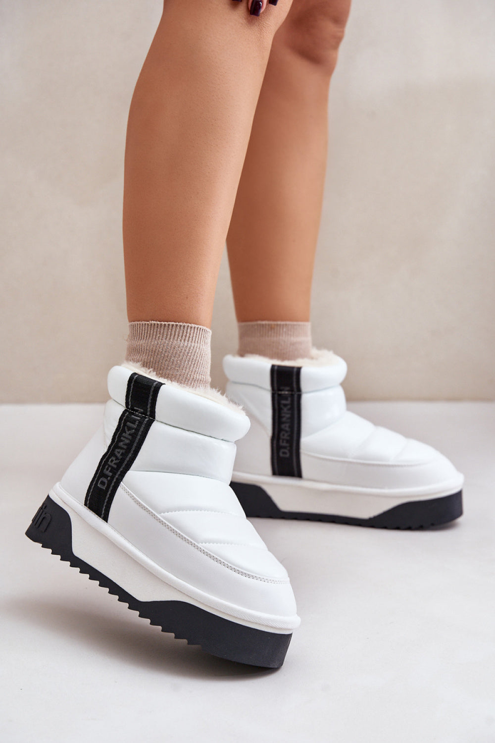 Step In Style White Warm Lined Snow Boots