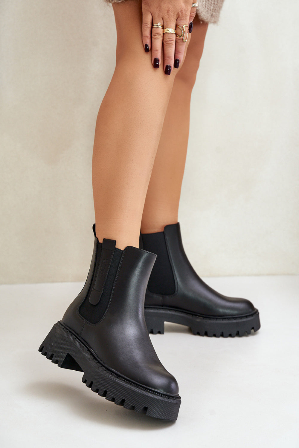 Step In Style Black Leather Platform Jodhpur Boots
