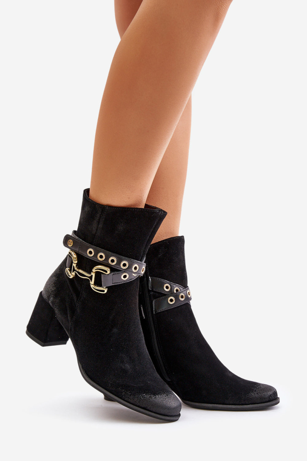 Step In Style Maciejka Black Suede Stiletto Heeled Ankle Boots