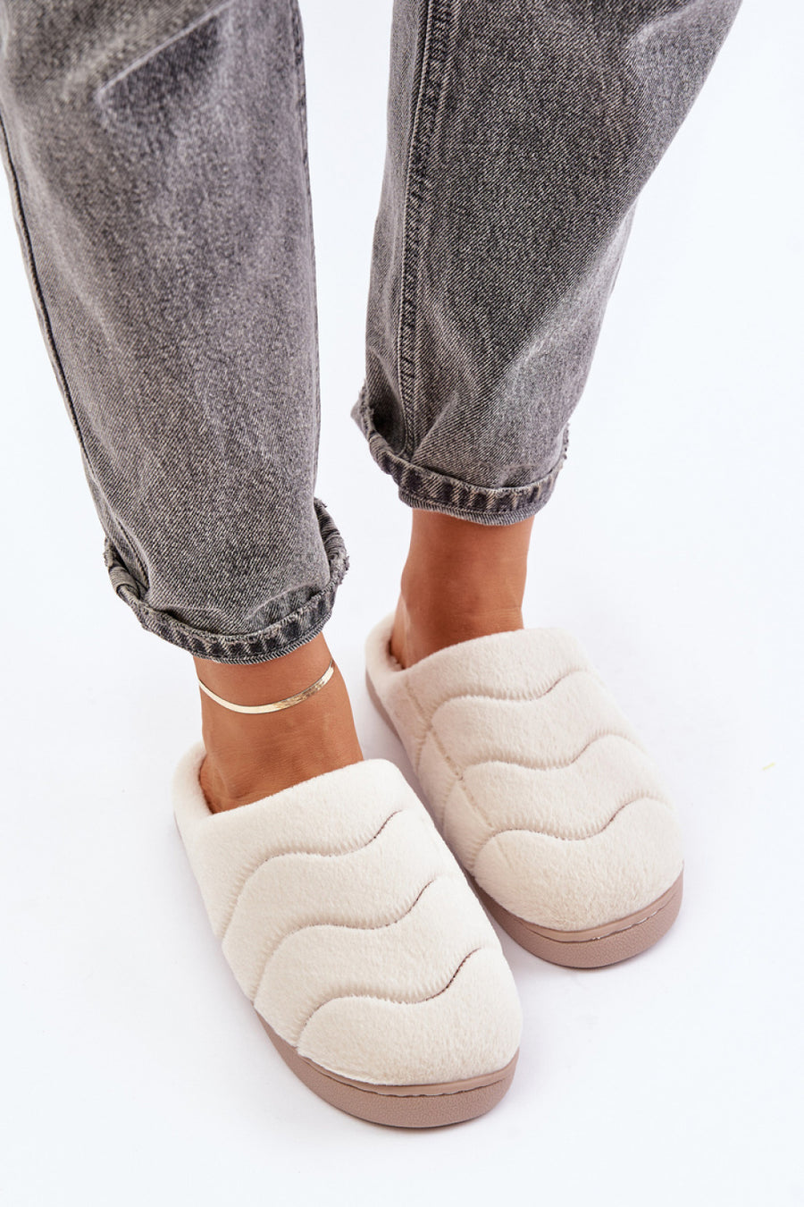 Step In Style Beige Warm Lined Slippers