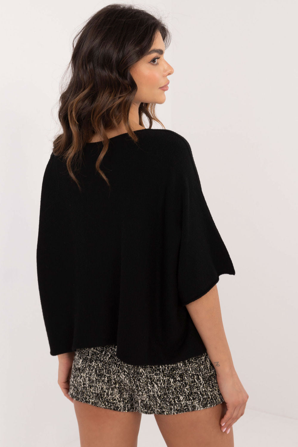 Italy Moda Black Oversized Short Sleeve Jumper - view 3