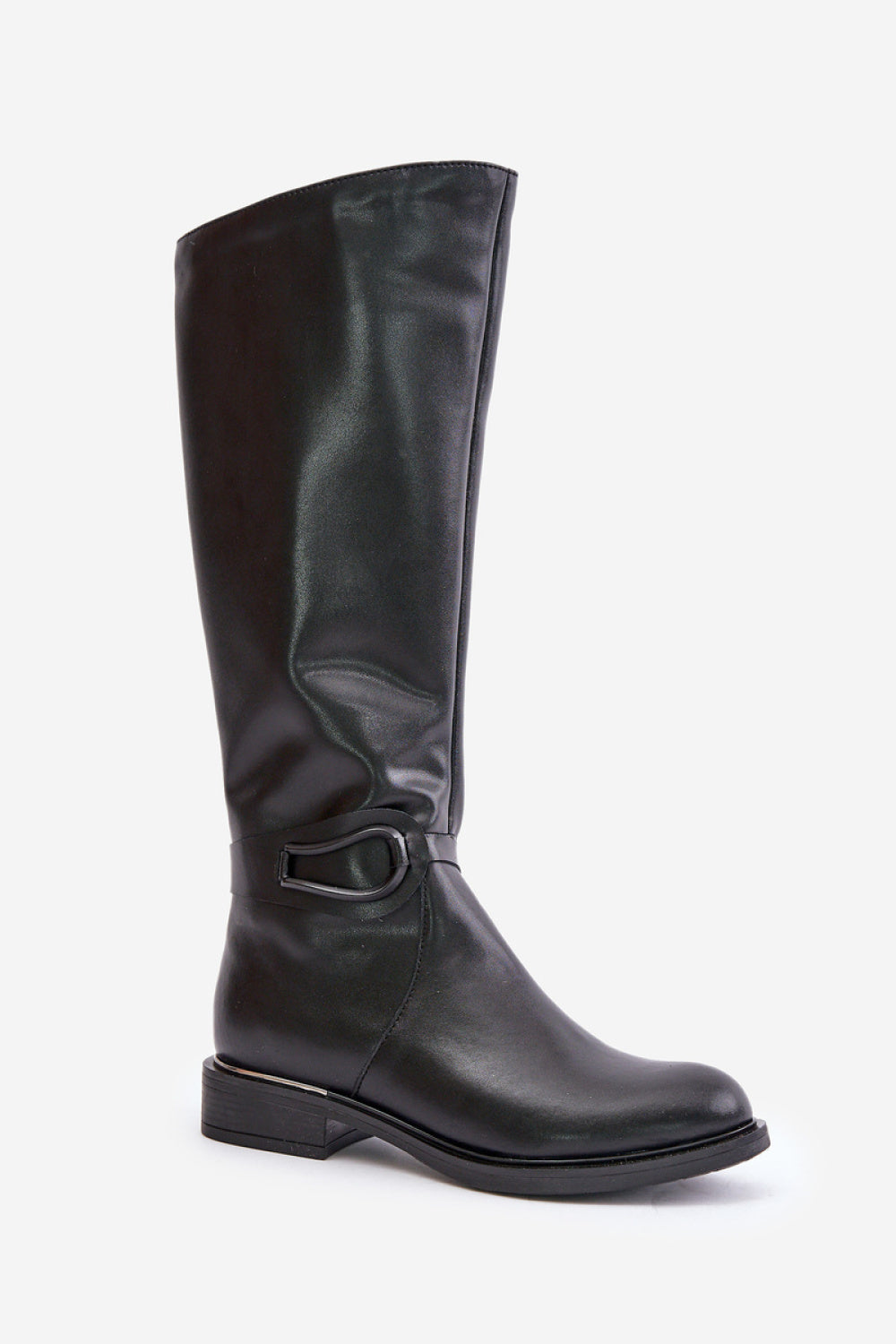 Step In Style Zazoo Black Leather Flat Over The Knee Boots - view 2