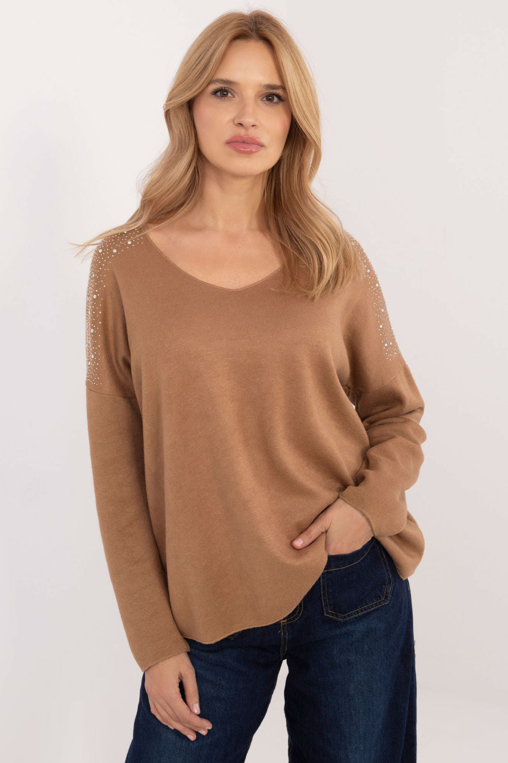 Italy Moda Camel Long Sleeve Jumper