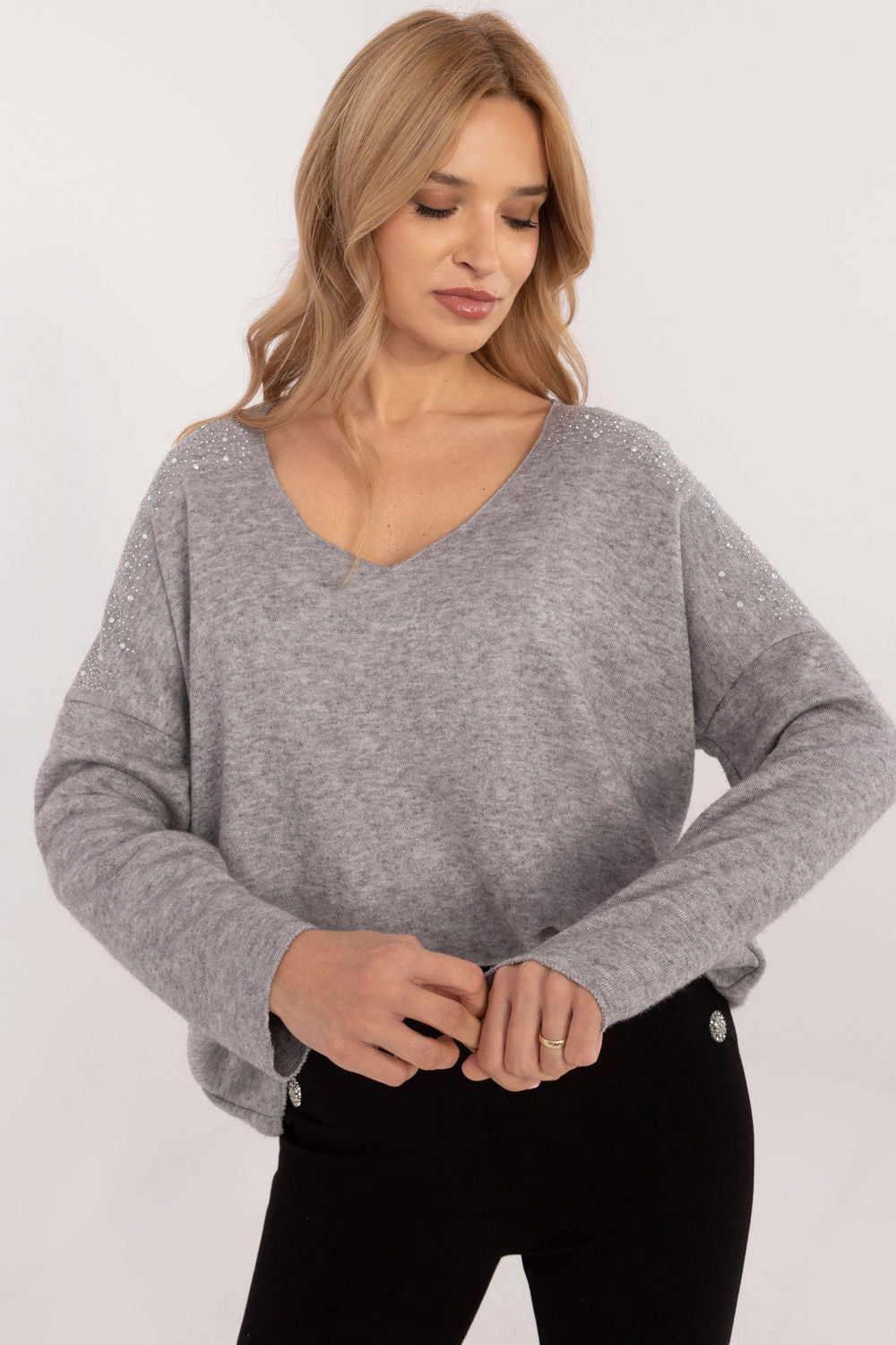Italy Moda Grey Long Sleeve Jumper - view 2