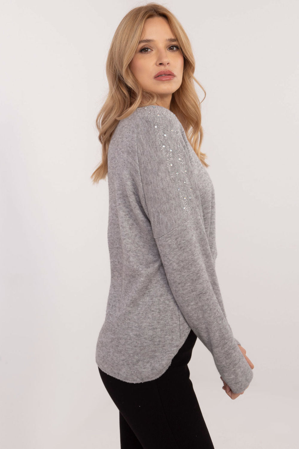 Italy Moda Grey Long Sleeve Jumper - view 3