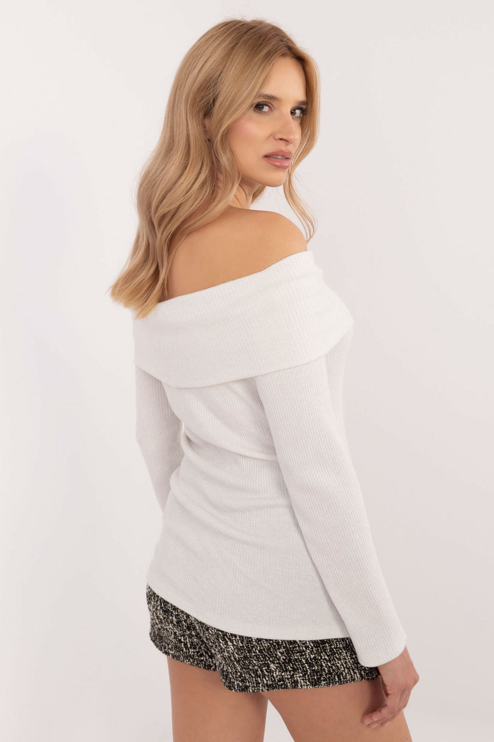 Italy Moda Ecru Boat Neck Long Sleeve Jumper - view 3