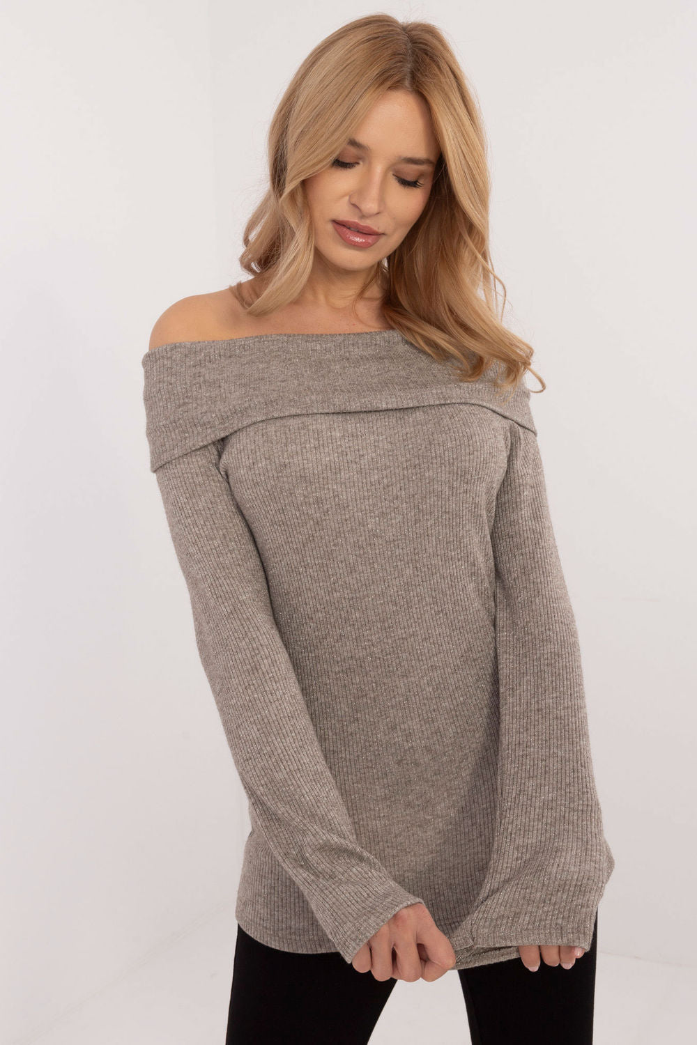 Italy Moda Dark Beige Long Sleeve Jumper