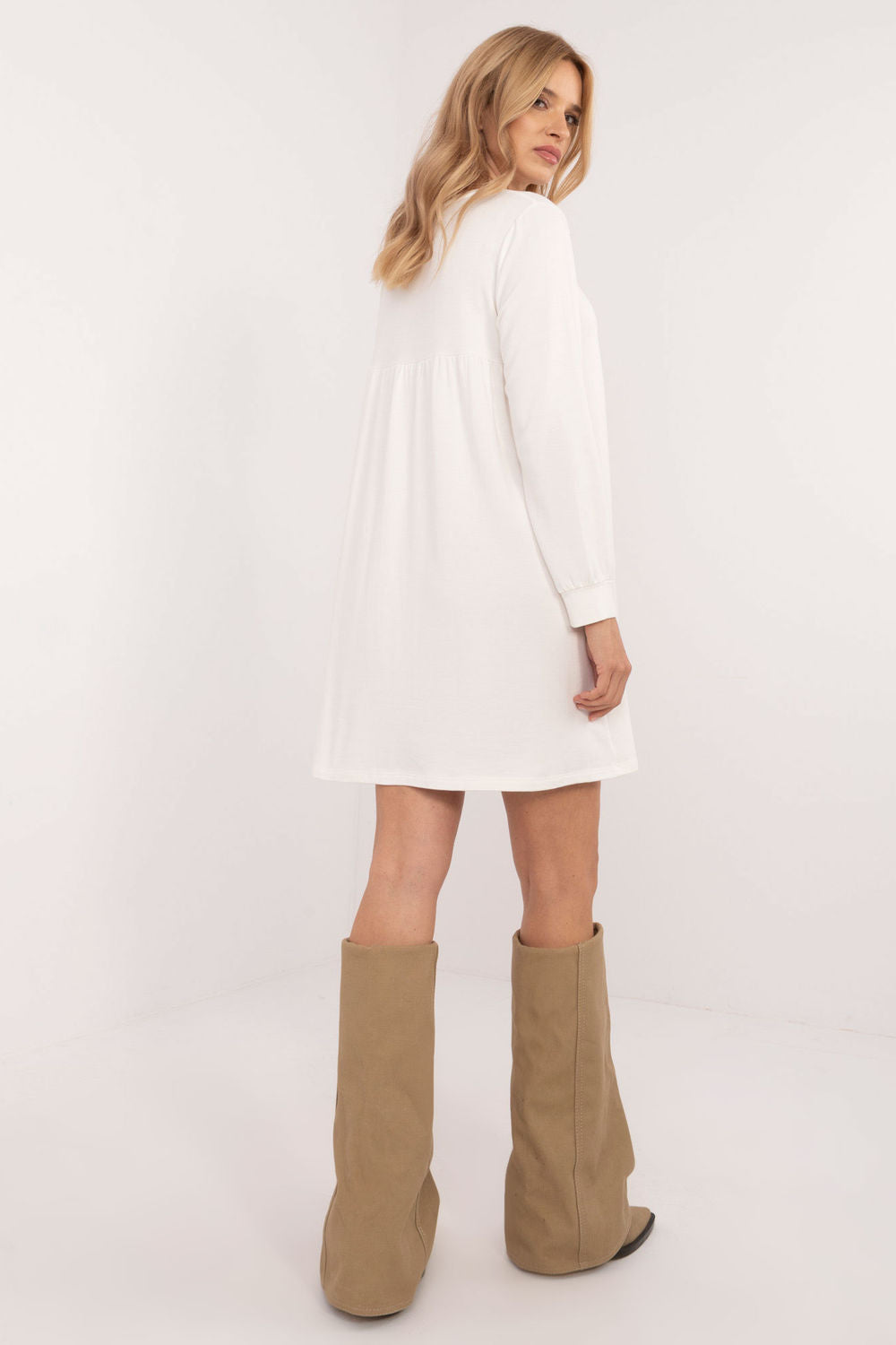 Relevance Ecru Flared Long Sleeve Dress - view 3
