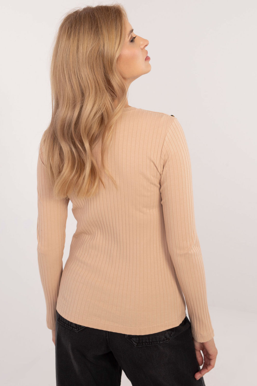 Relevance Camel Bodycon Long Sleeve Blouse - view 3
