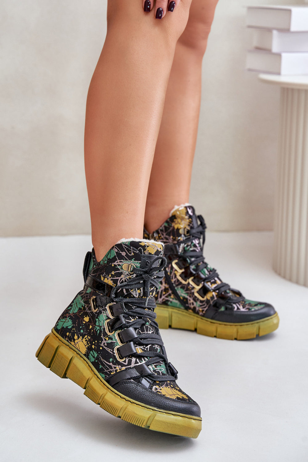 Step In Style Maciejka Black Leather Platform Boots