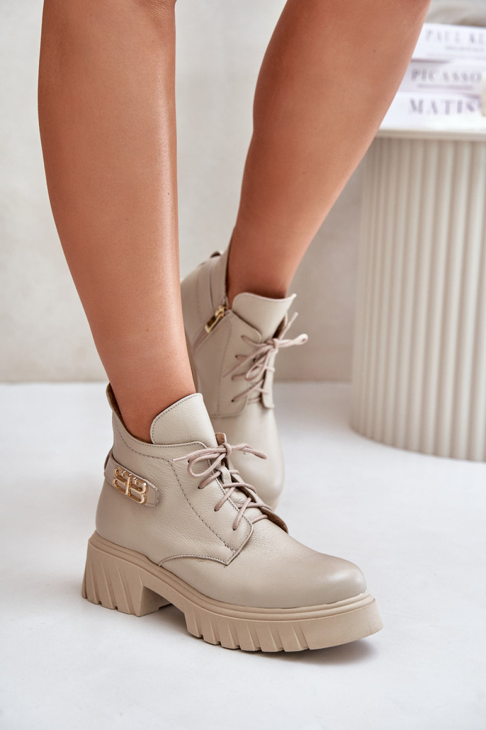 Step In Style Zazoo Beige Leather Warm Lined Boots - view 3