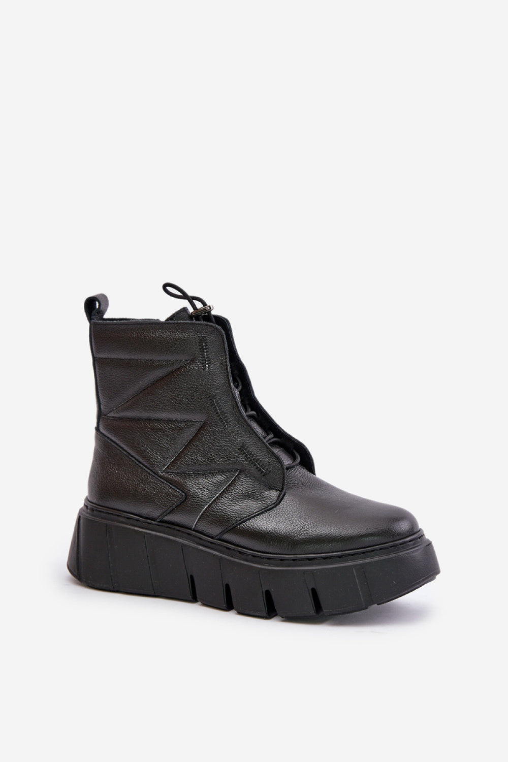 Step In Style Zazoo Black Leather Platform Boots with Zip - view 2
