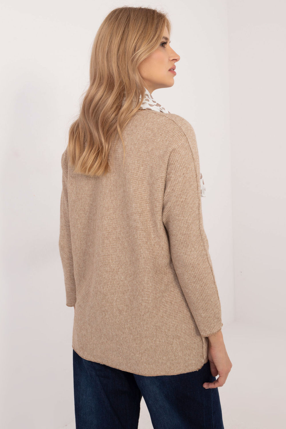 Italy Moda Camel V-Neck Long Sleeve Jumper - view 3