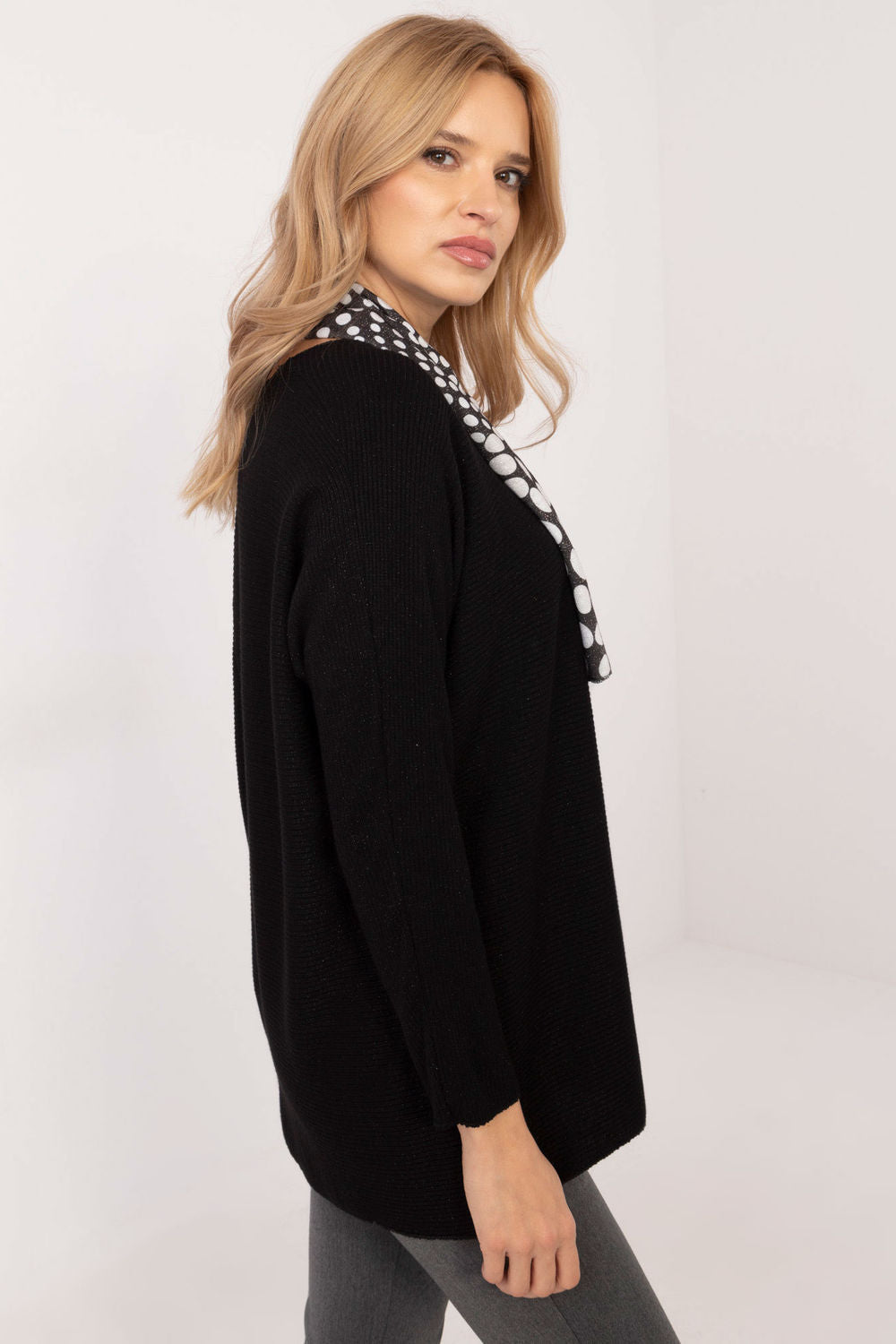 Italy Moda Black V-Neck Long Sleeve Jumper - view 3