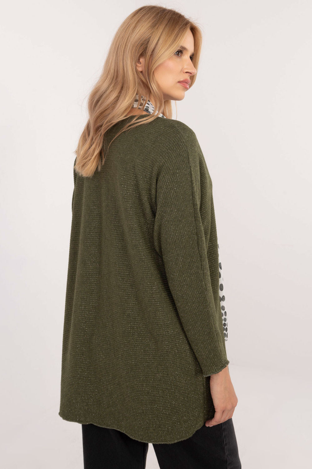 Italy Moda Khaki V-Neck Long Sleeve Jumper - view 2