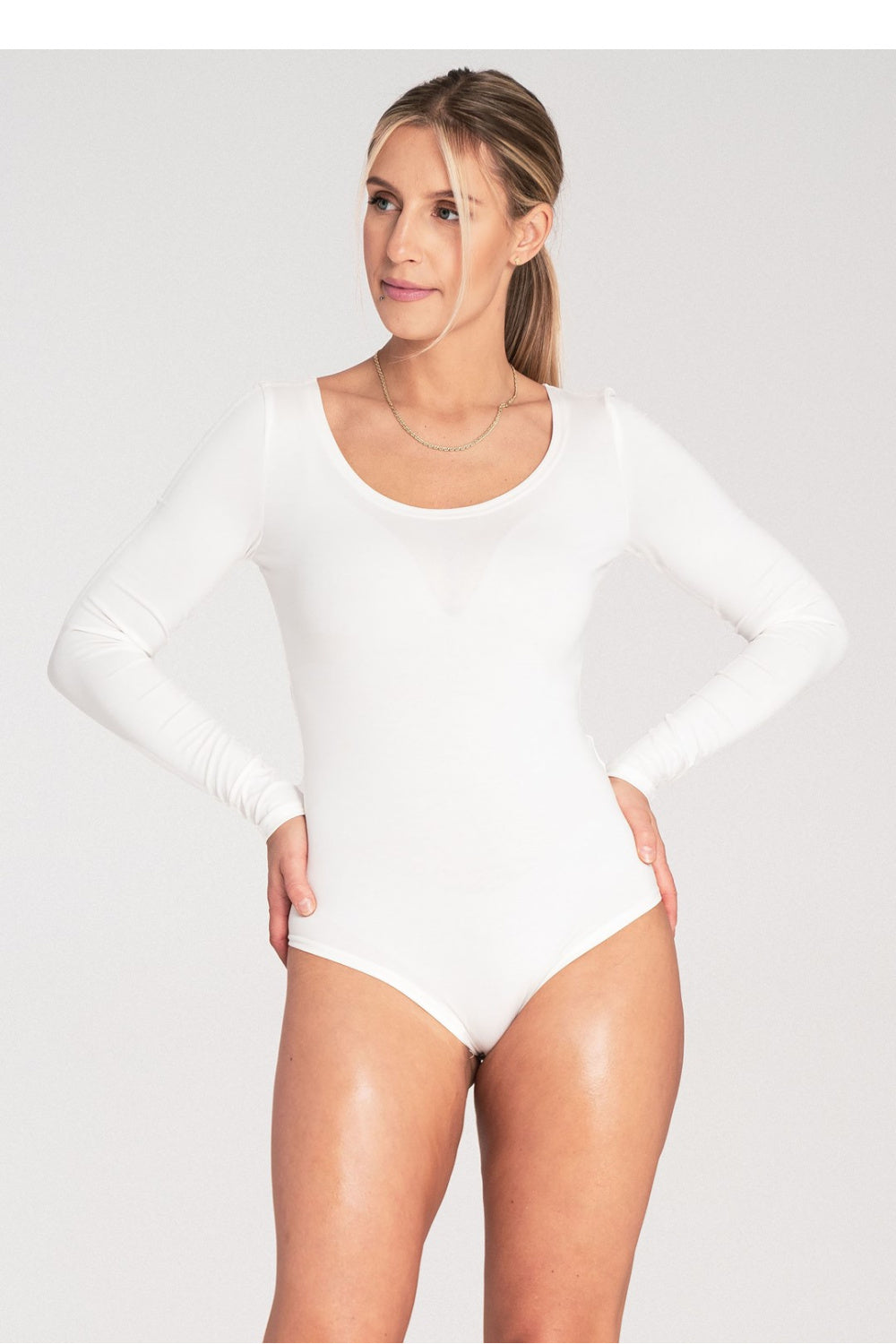 Figl Ecru Boat Neck Shapewear Bodysuit
