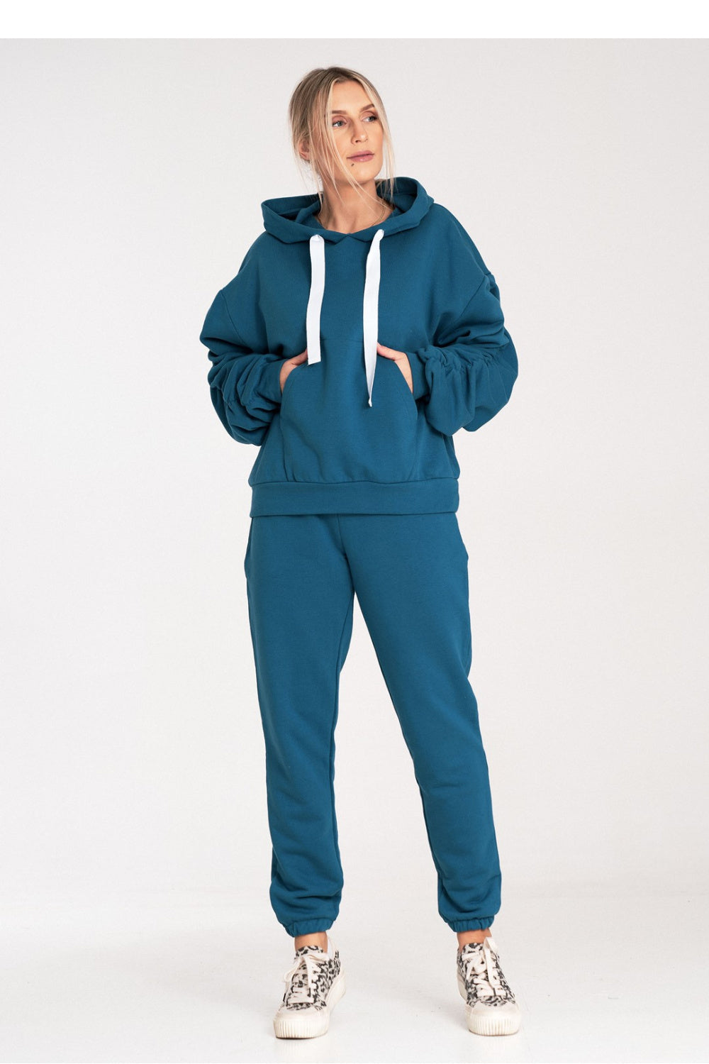 Figl Blue Cotton Joggers - view 2