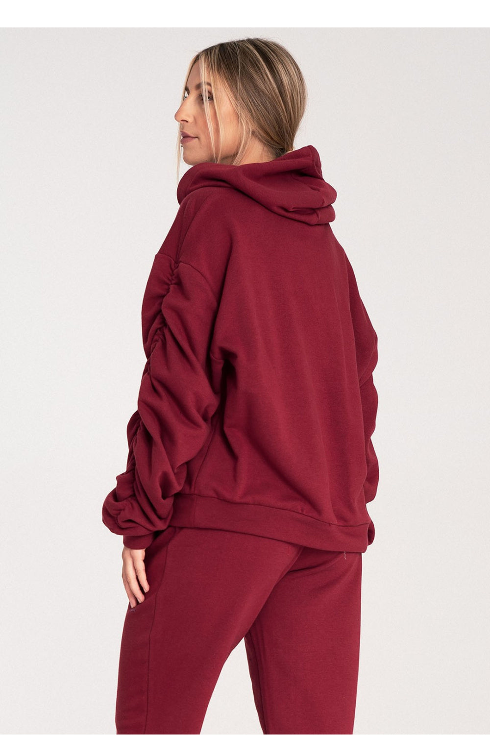 Figl Burgundy Pleated Hooded Sweatshirt - view 3