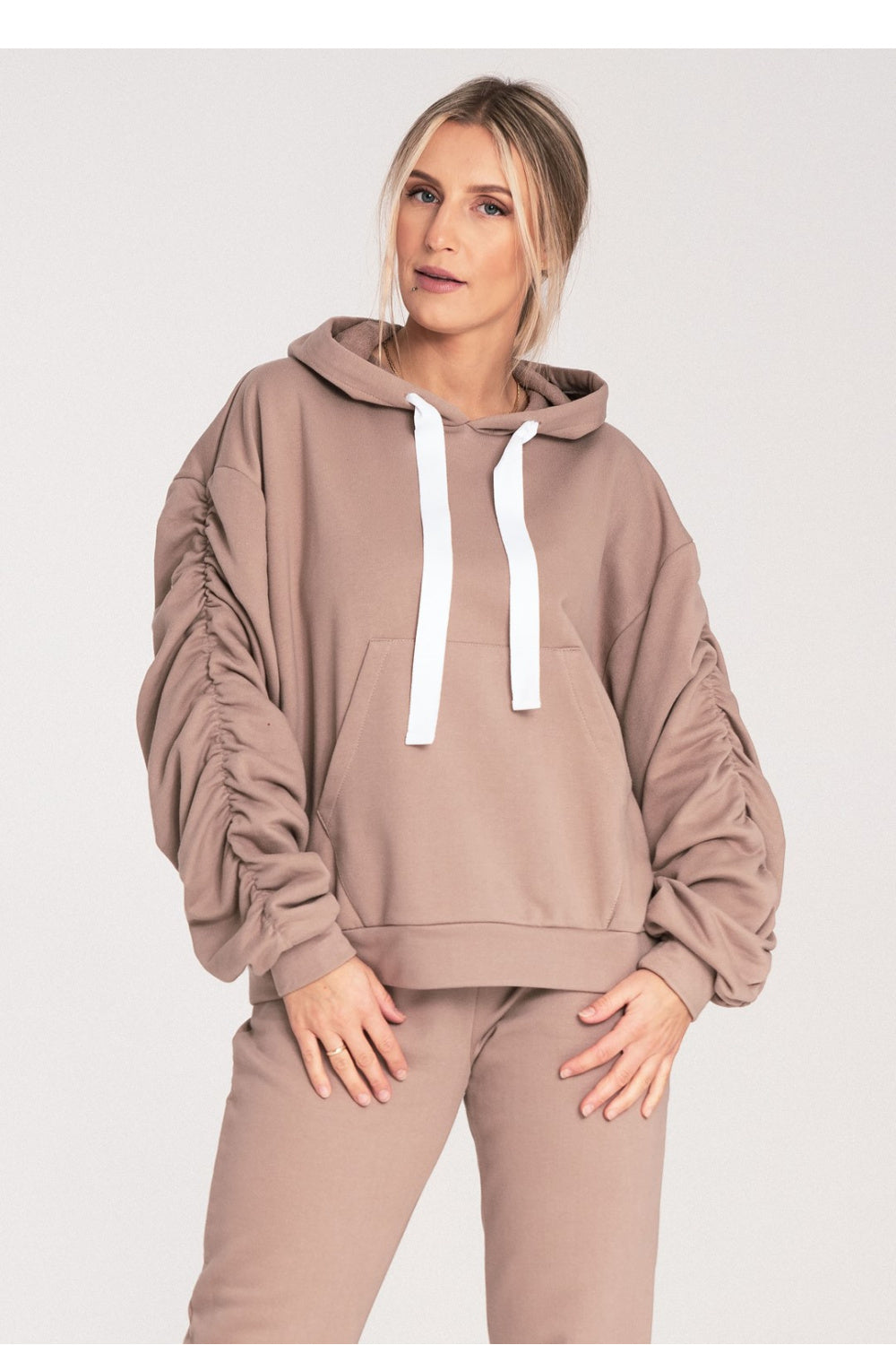 Figl Beige Hooded Cotton Sweatshirt