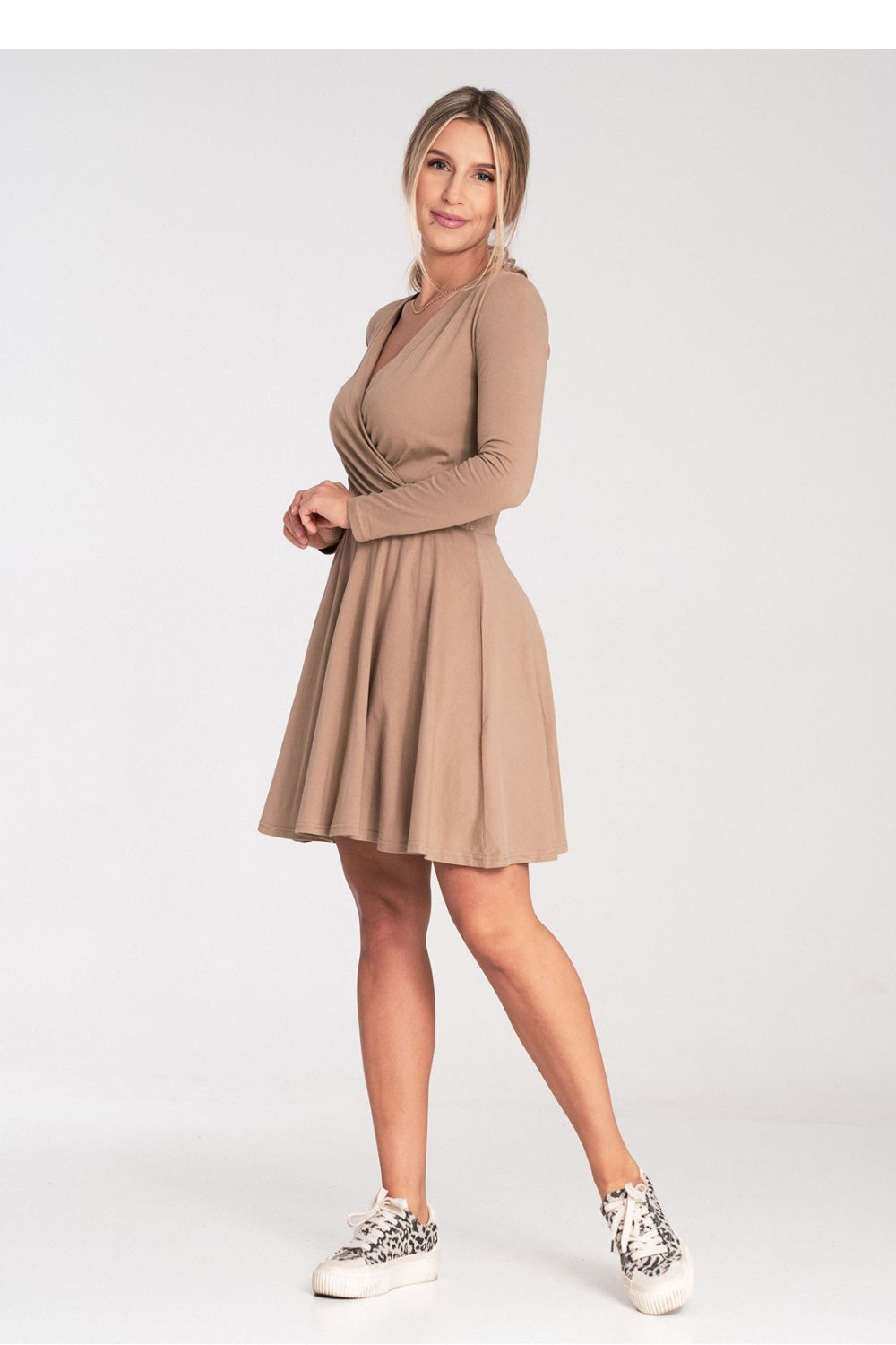 Figl Beige Wrap Long Sleeve Dress - view 4