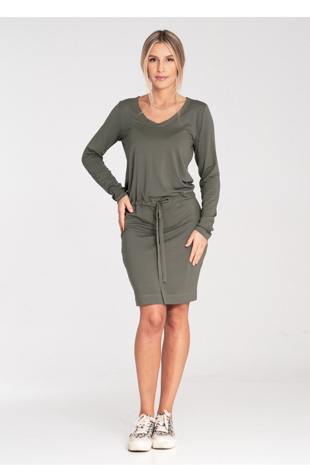 Figl Olive Long Sleeve Dress
