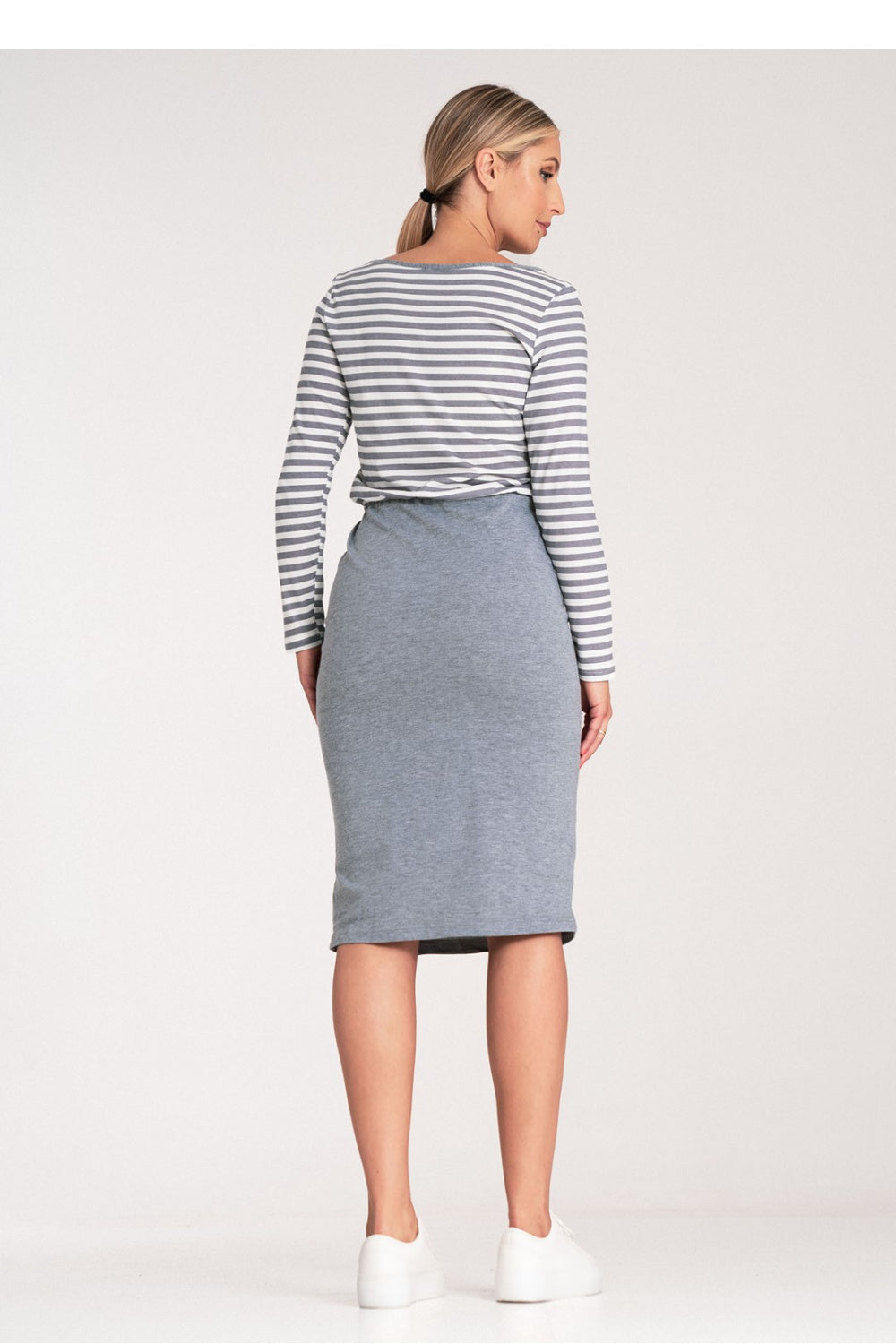 Figl Grey Striped Long Sleeve Dress - view 2