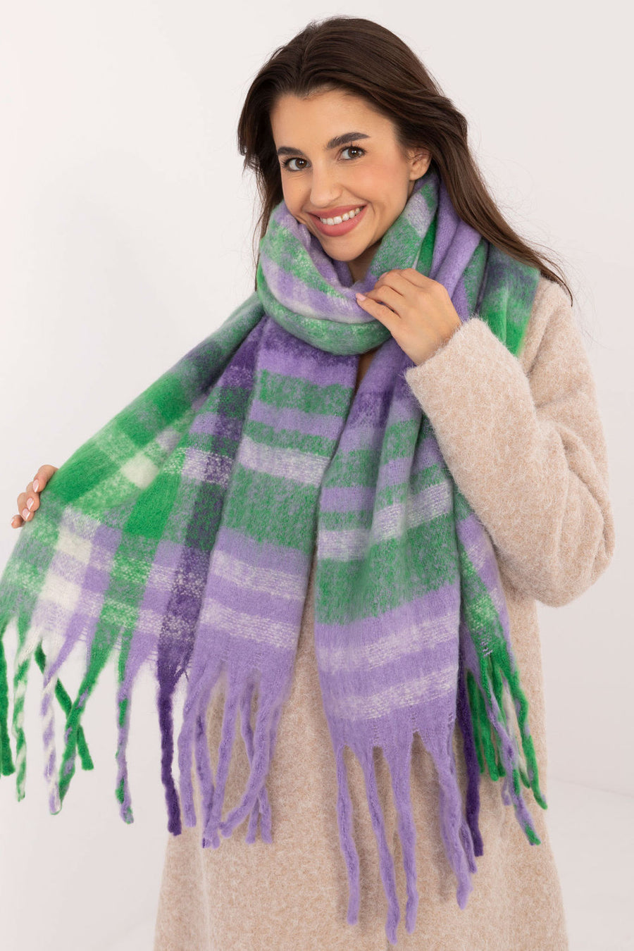 AT Violet Fringed Shawl