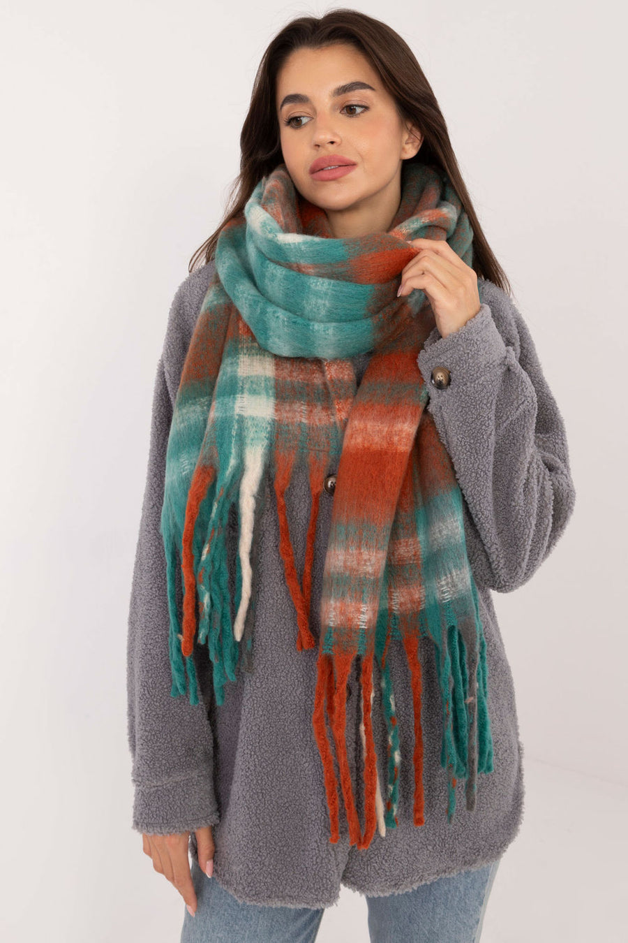 AT Green Fringed Shawl