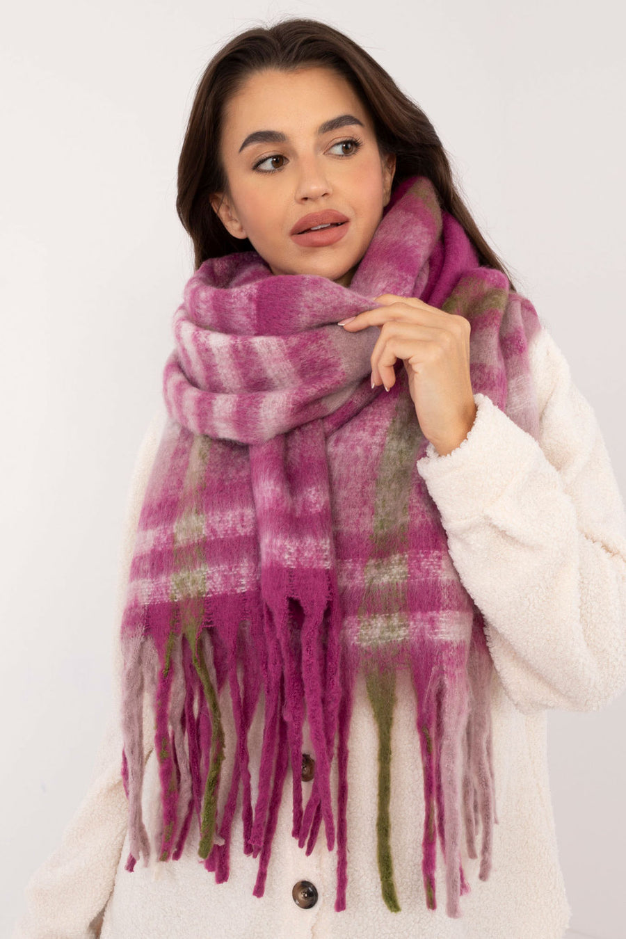 AT Light Violet Fringed Shawl